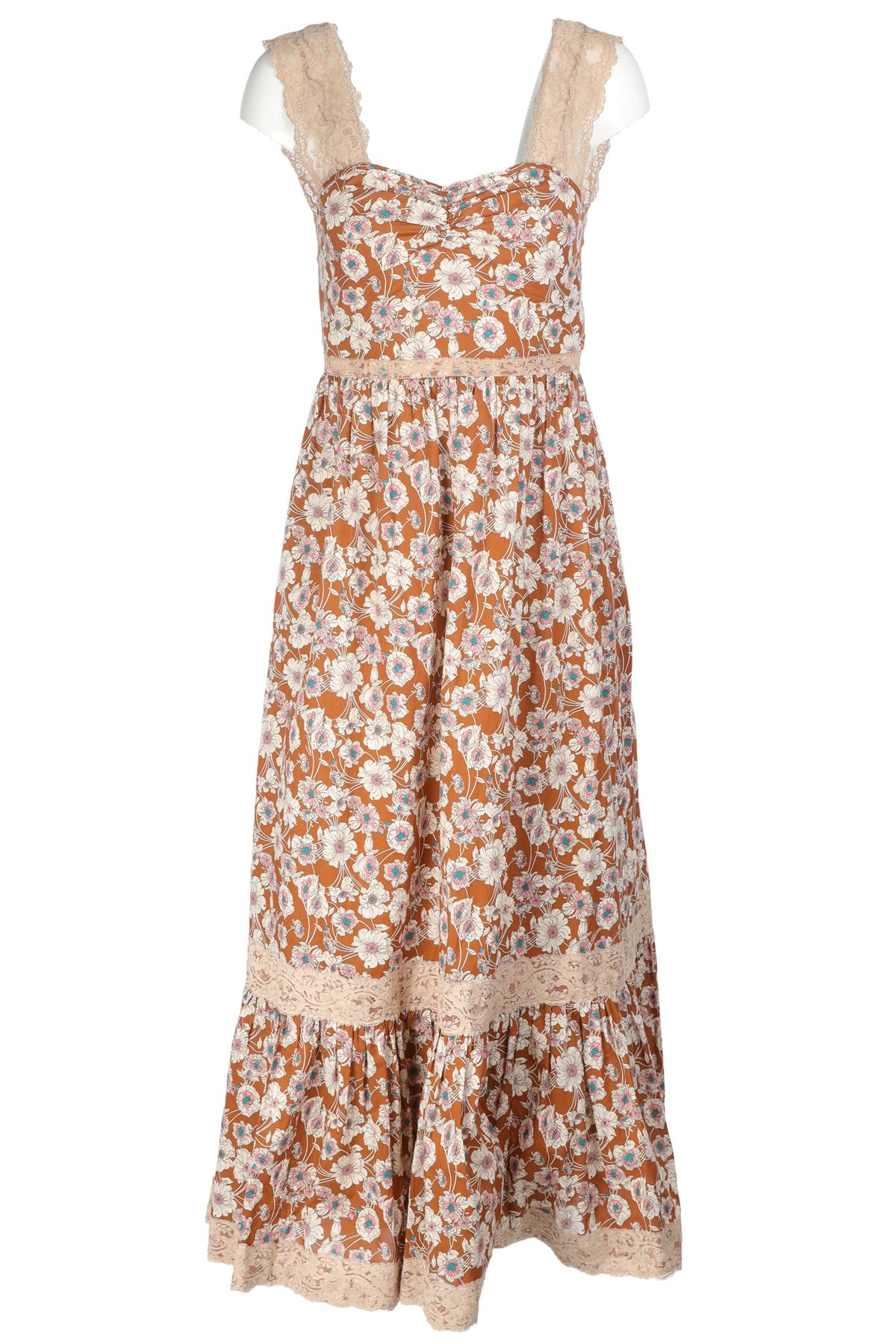 GUCCI BROWN SILK MAXI DRESS IT 34 UK 2