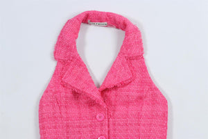 ALICE + OLIVIA PINK TWEED TOP US 0 UK 4
