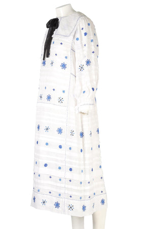 VITA KIN WHITE LINEN MIDI DRESS XSMALL