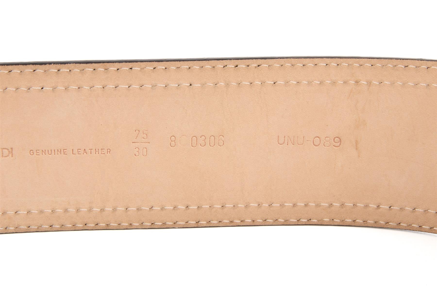 FENDI BLACK PATENT LEATHER WAIST BELT 75CM