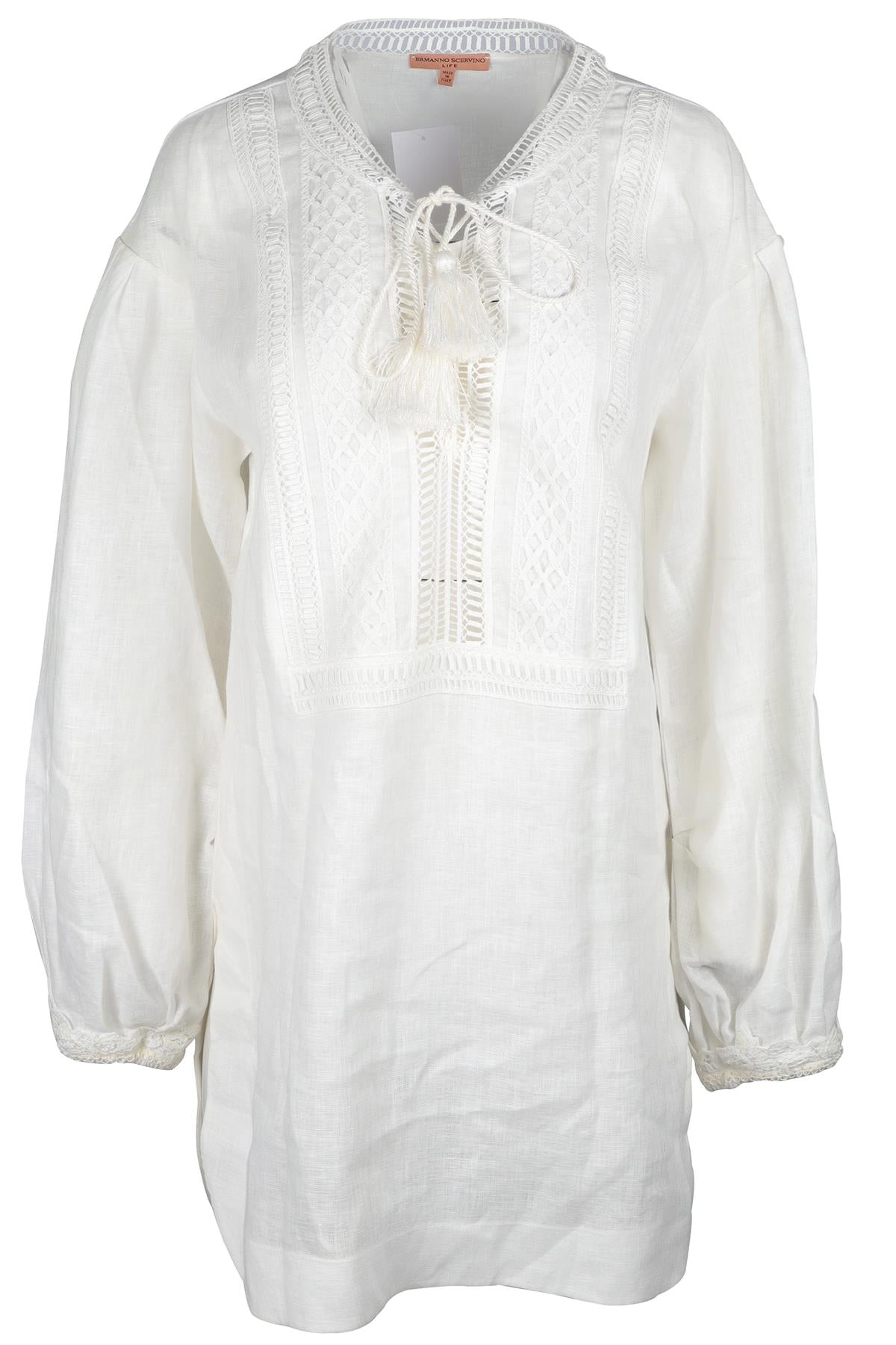 ERMANNO SCERVINO WHITE LINEN MINI DRESS IT 40 UK 8