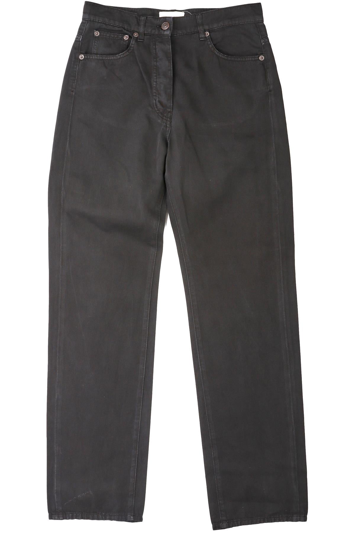BLACK COTTON STRAIGHT LEG PANTS