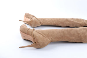 JENNIFER CHAMANDI TAN SUEDE OVER THE KNEE HIGH BOOTS EU 38.5 UK 5.5 US 8.5