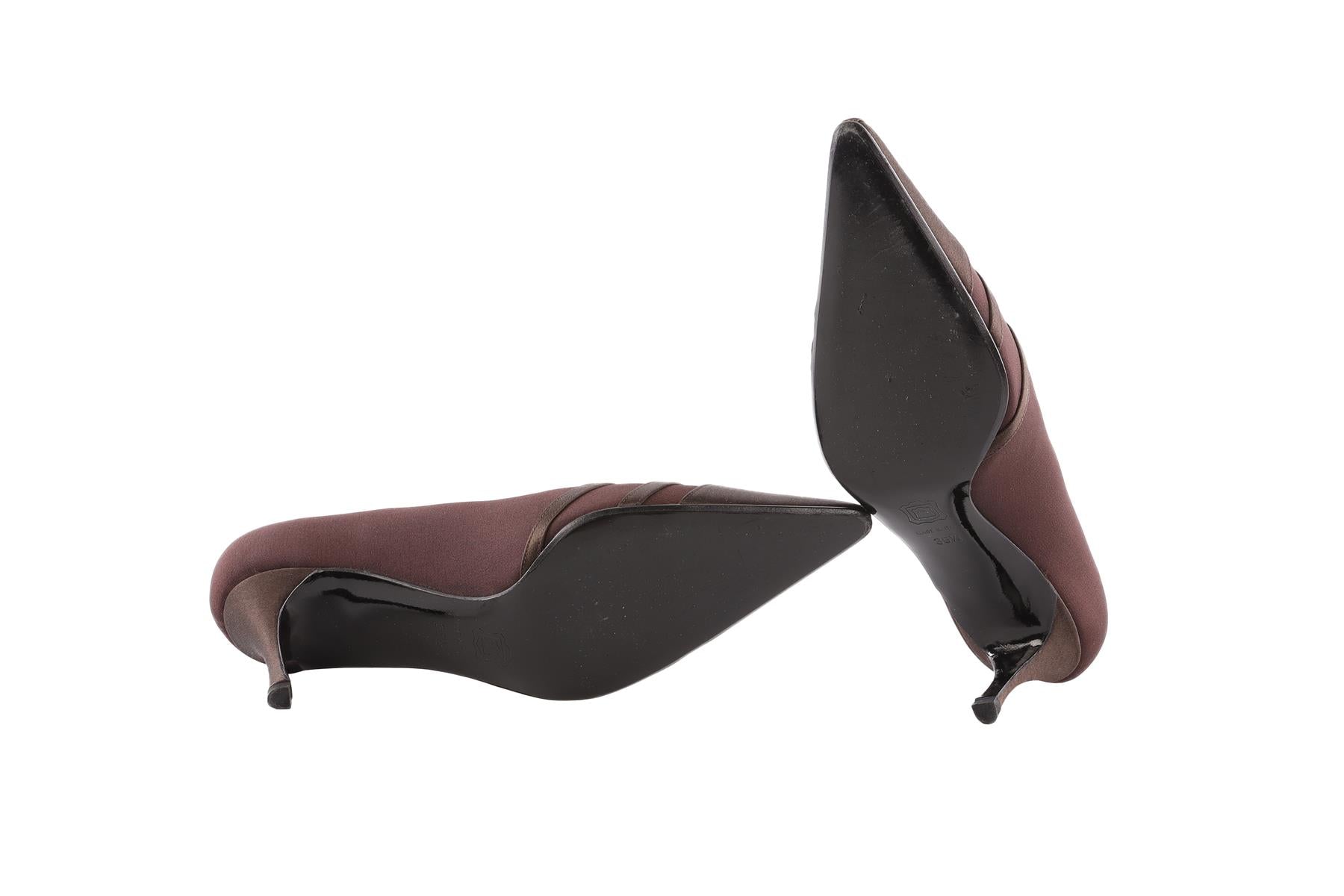 RENÉ MANCINI BROWN SATIN PUMPS EU 36.5 UK 3.5 US 6.5