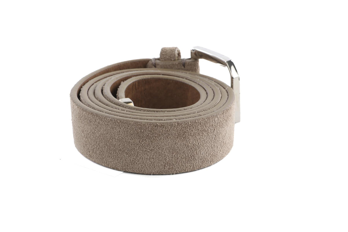 BRUNELLO CUCINELLI TAUPE MEN'S SUEDE BELT 105CM