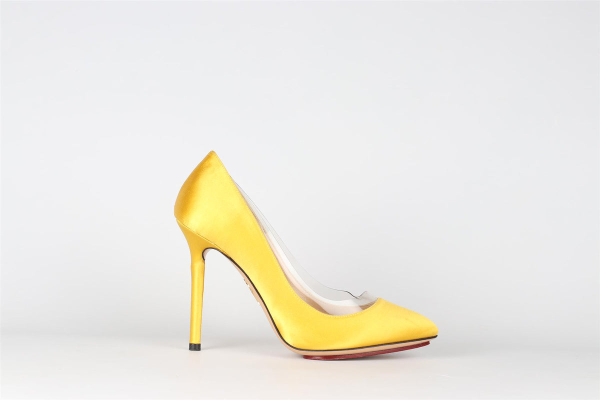 CHARLOTTE OLYMPIA YELLOW SATIN PUMPS EU 36.5 UK 3.5 US 6.5