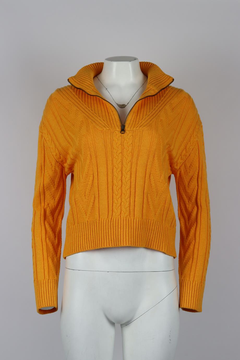 MONROW CABLE KNIT COTTON BLEND TURTLENECK SWEATER SMALL