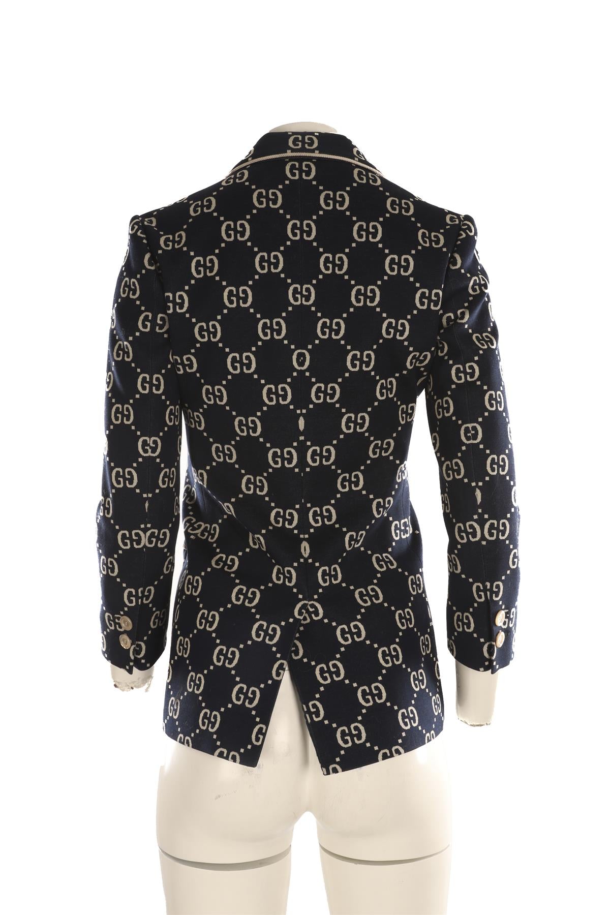 GUCCI BLUE GG COTTON BLAZER IT 38 UK 6