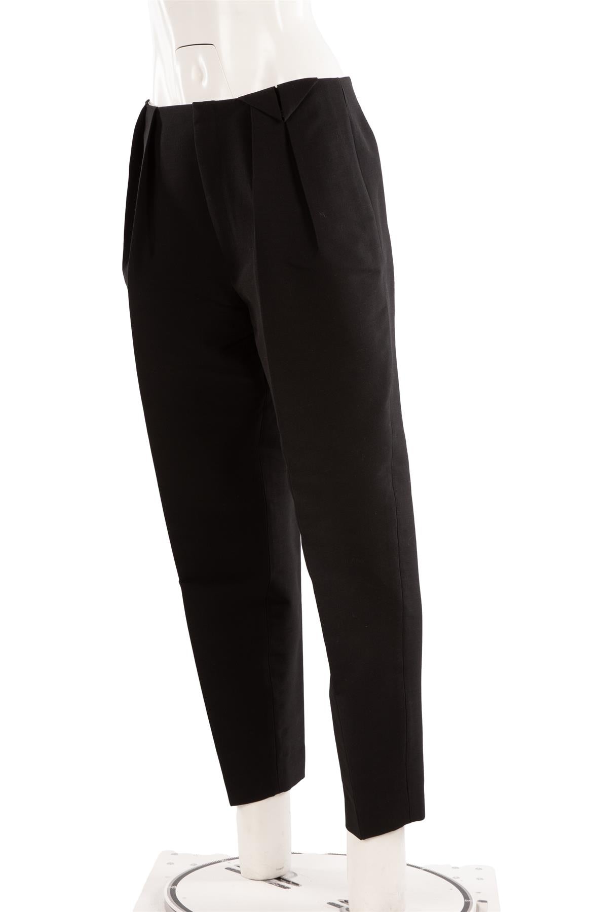 BOTTEGA VENETA BLACK WOOL TAPERED PANTS IT 42 UK 10