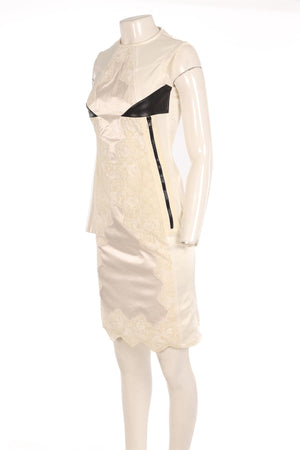 LOUIS VUITTON WHITE SILK MIDI DRESS FR 36 UK 8