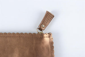ANYA HINDMARCH BRONZE SMALL LEATHER POUCH