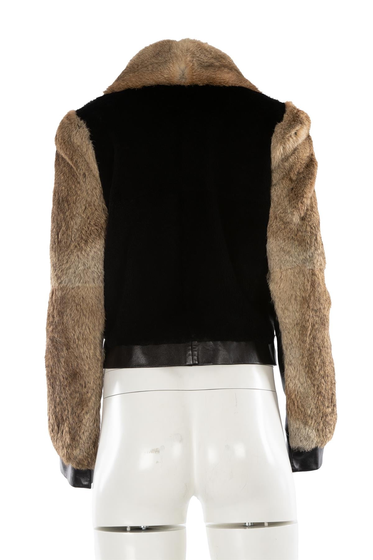 CHLOÉ BLACK RABBIT AND MINK FUR JACKET FR 36 UK 8