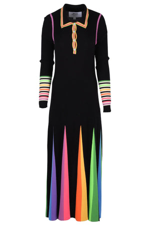 CHRISTOPHER JOHN ROGERS BLACK WOOL MAXI DRESS LARGE
