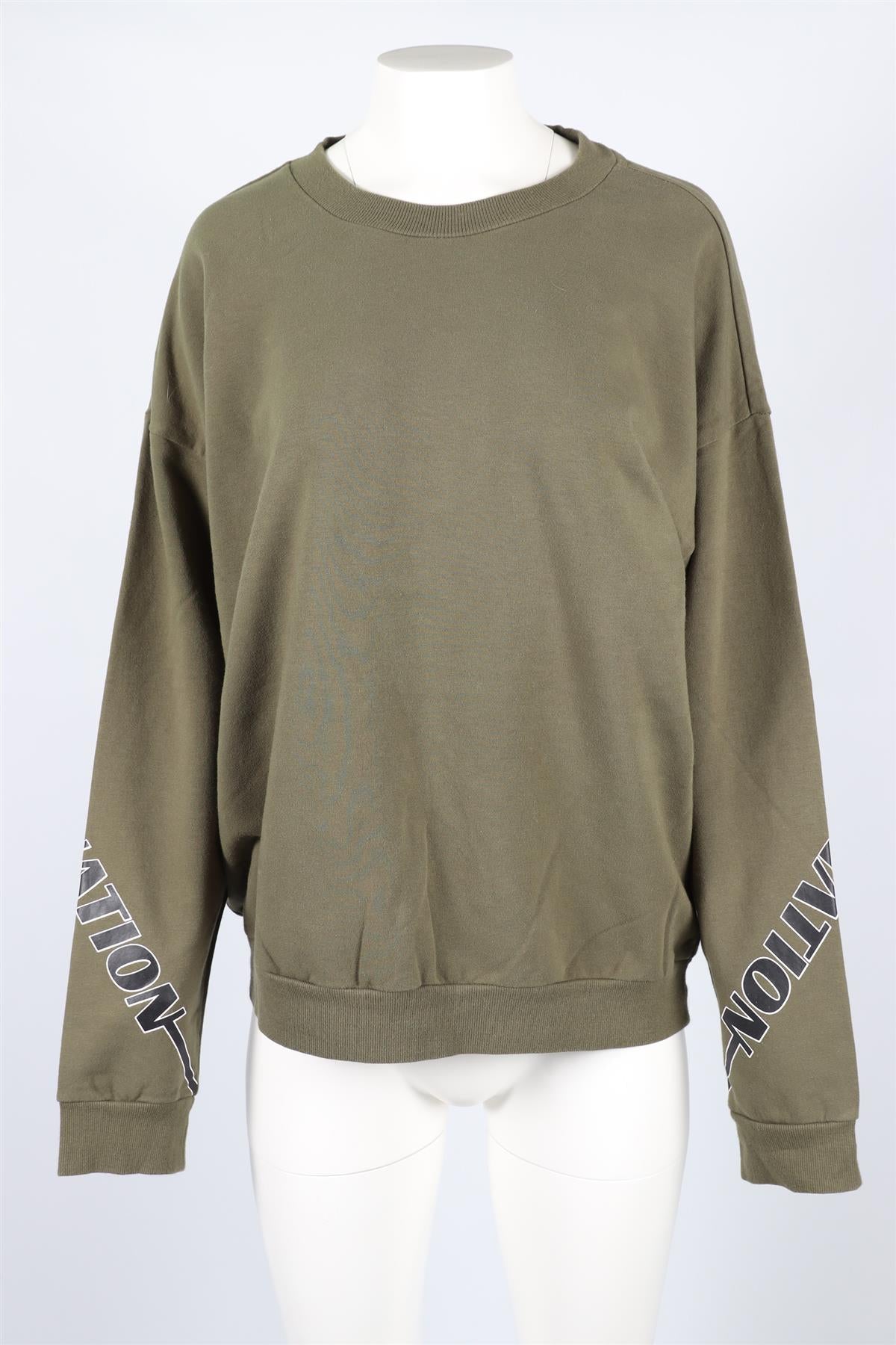 P.E NATION GREEN COTTON BLEND SWEATSHIRT LARGE