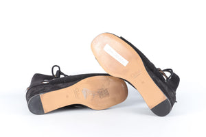 CHLOÉ BLACK SUEDE WEDGE SANDALS EU 38 UK 5 US 8
