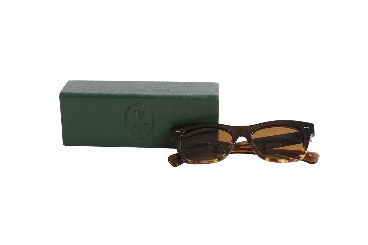 OLIVER PEOPLES BROWN SQUARE FRAME ACETATE SUNGLASSES