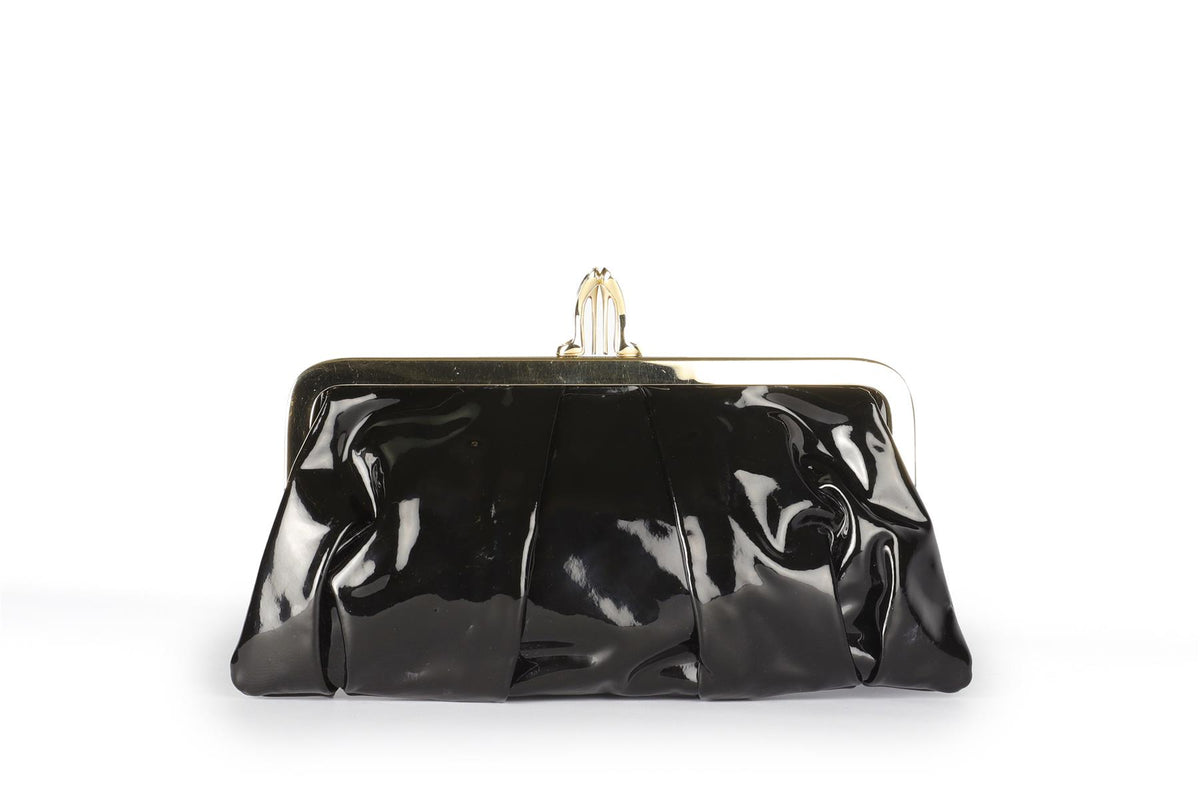 CHRISTIAN LOUBOUTIN BLACK MISS LOUBI PATENT LEATHER CLUTCH