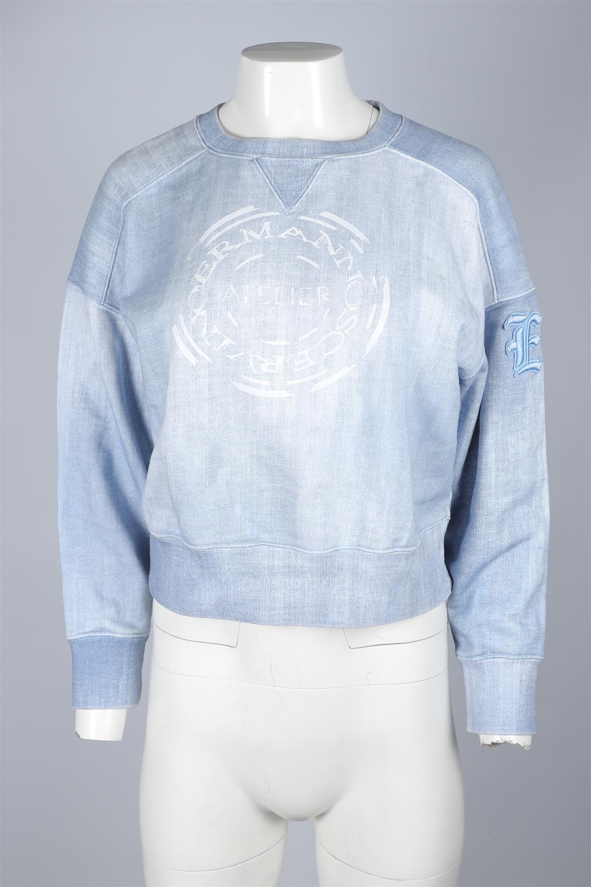 ERMANNO SCERVINO BLUE COTTON SWEATSHIRT SMALL