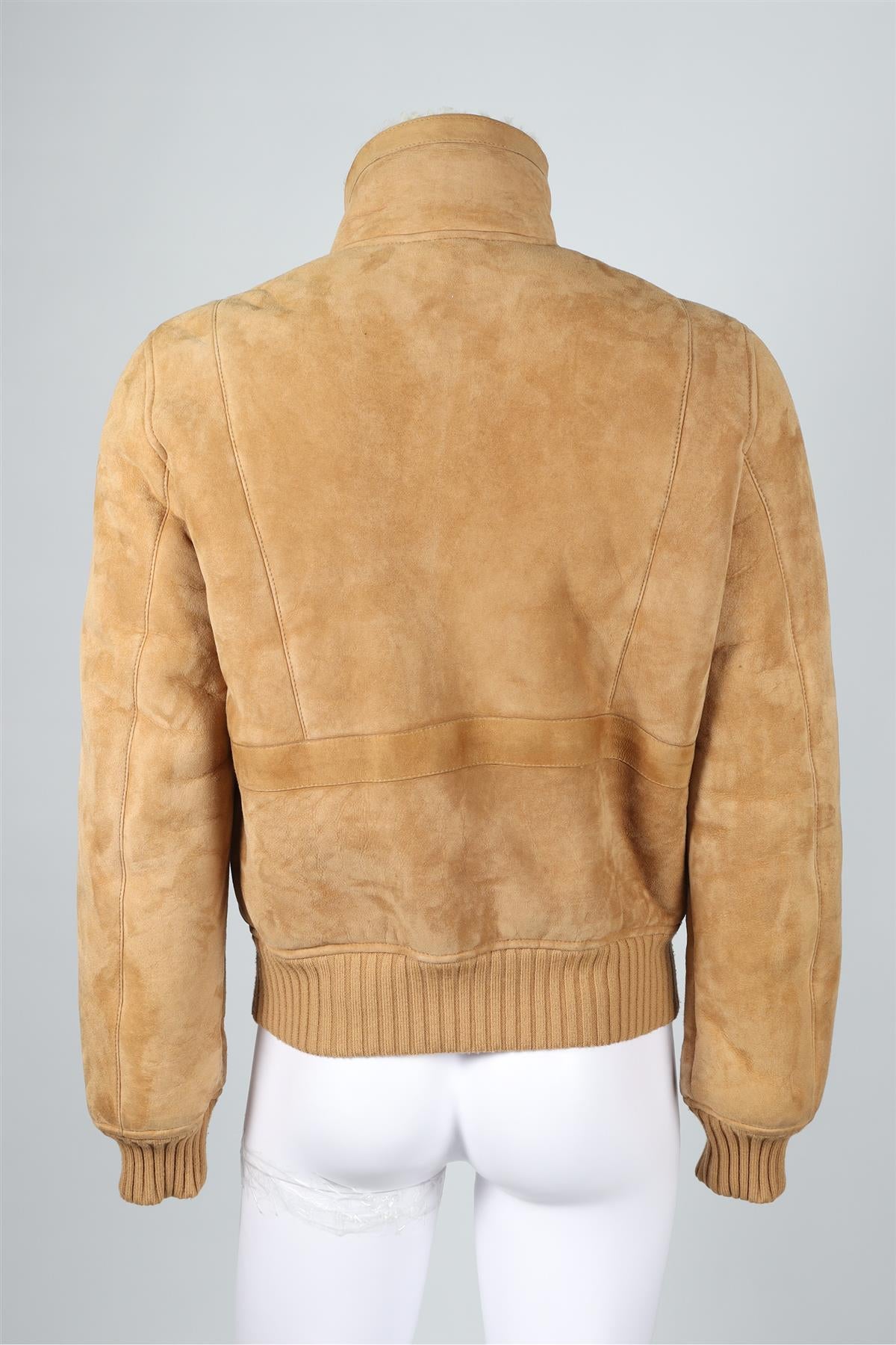 GUCCI BEIGE MEN'S SHEARLING AND SUEDE JACKET IT 48 UK 38