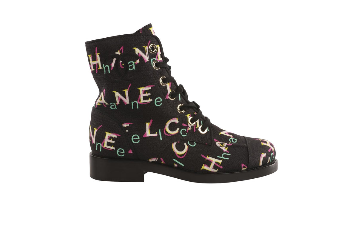 CHANEL BLACK 2019 FABRIC ANKLE BOOTS EU 37 UK 4 US 7