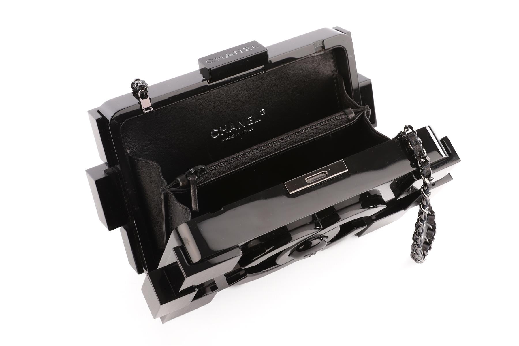 CHANEL BLACK 2014 BOY BRICK LEGO PLEXIGLASS CLUTCH