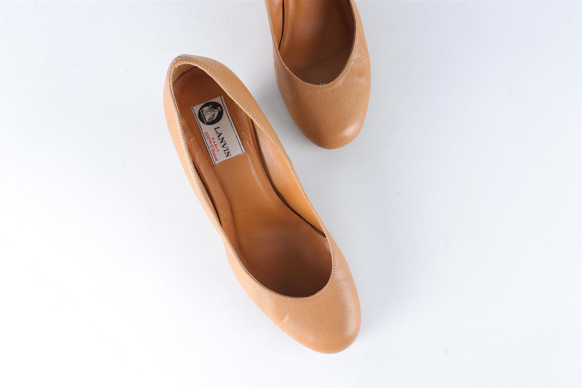LANVIN TAN LEATHER WEDGE PUMPS EU 38 UK 5 US 8