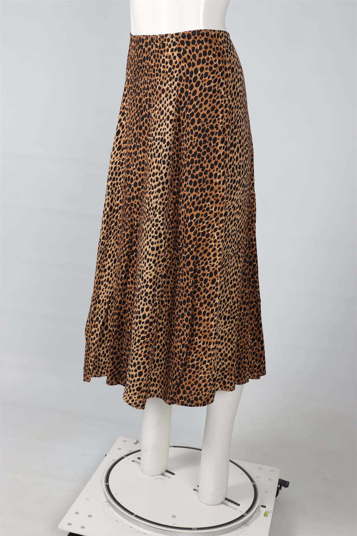 REFORMATION BROWN SATIN MIDI SKIRT US 2 UK 6