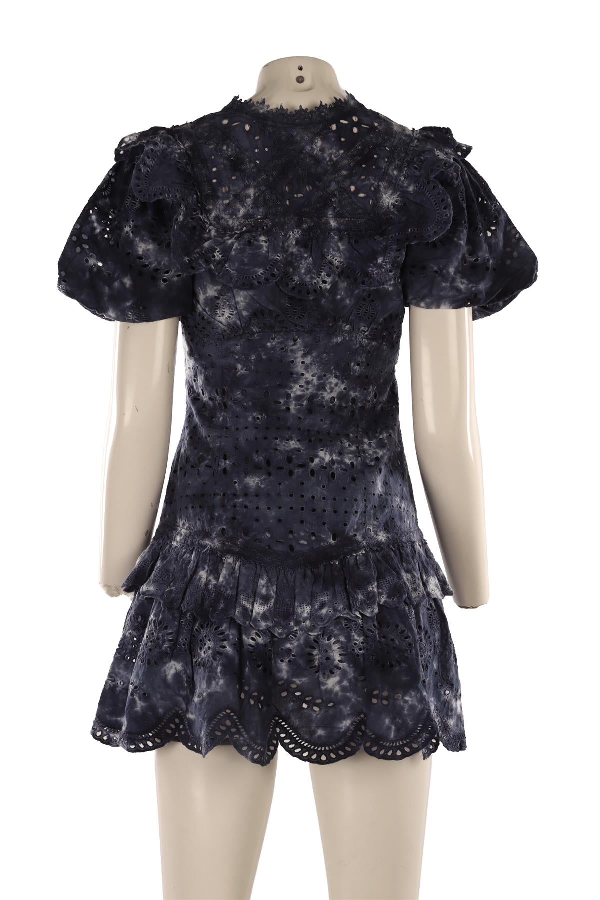 LOVESHACKFANCY BLUE COTTON MINI DRESS US 4 UK 8