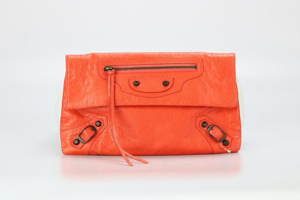 BALENCIAGA MOTORCROSS LEATHER CLUTCH