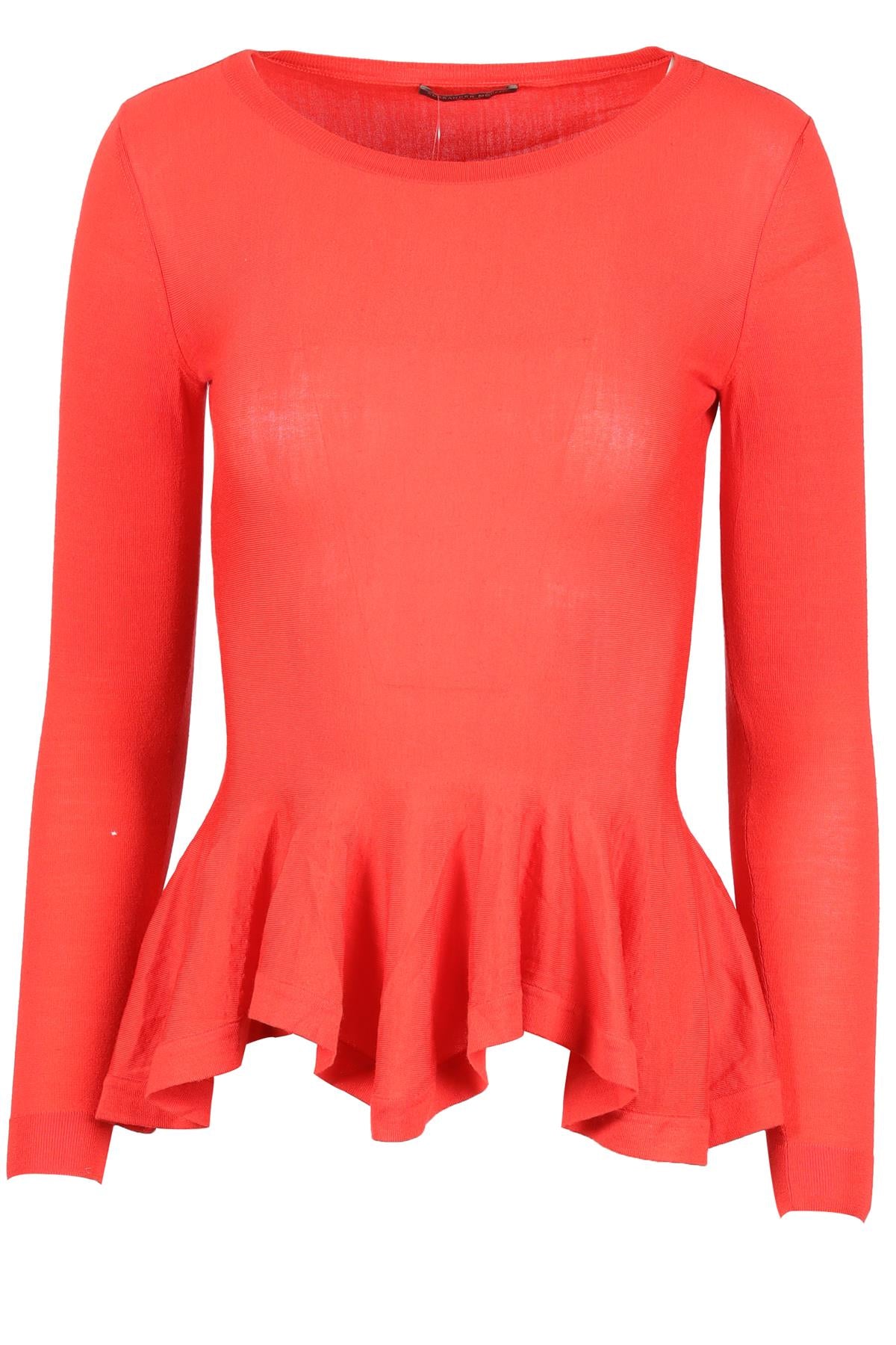 ALEXANDER MCQUEEN RED WOOL TOP XSMALL
