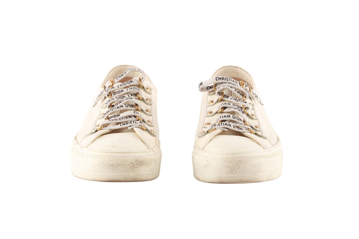 CHRISTIAN DIOR ECRU WALK'N'DIOR FABRIC SNEAKERS EU 38.5 UK 5.5 US 8.5