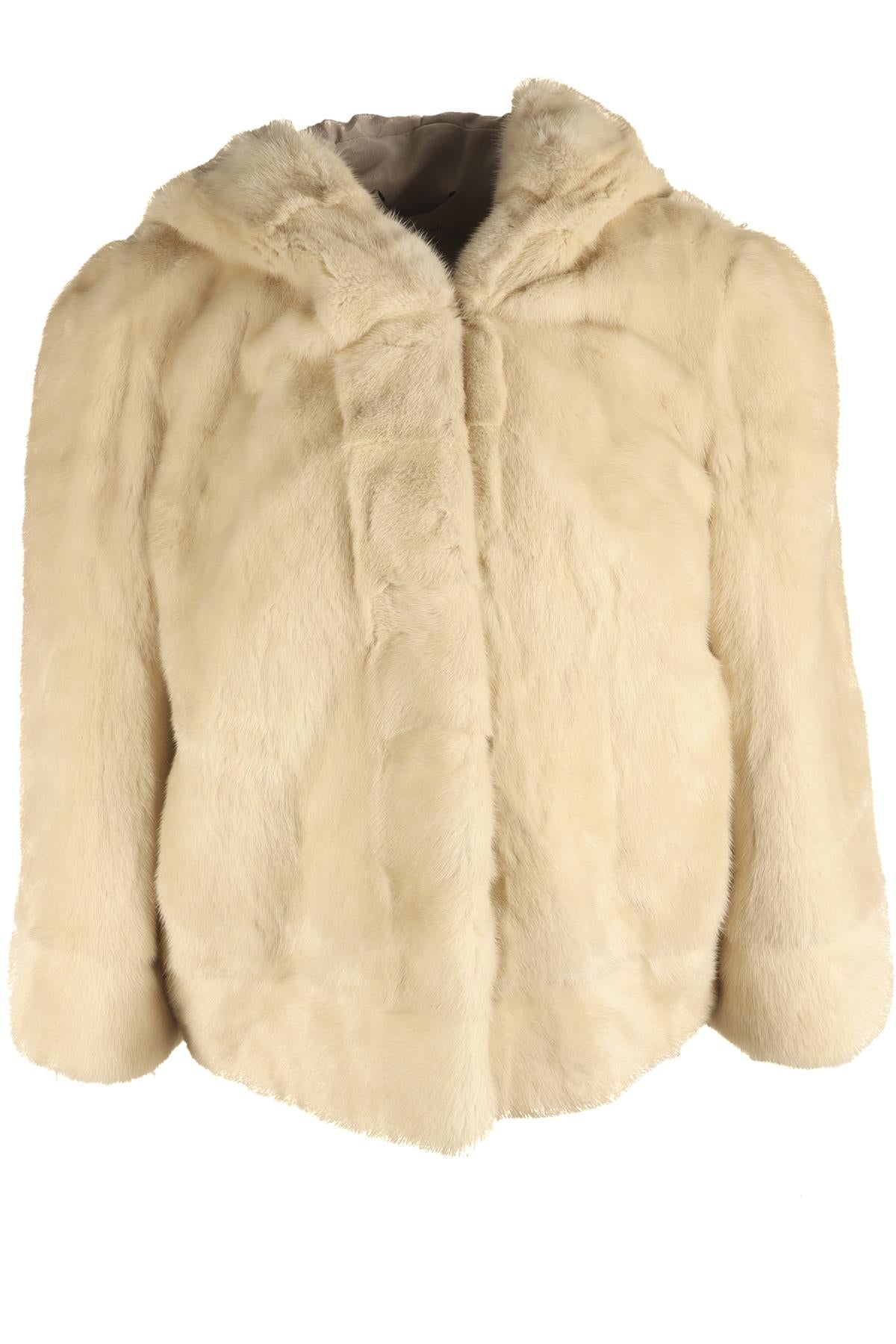 YVES SALOMON CREAM MINK FUR JACKET FR 38 UK 10