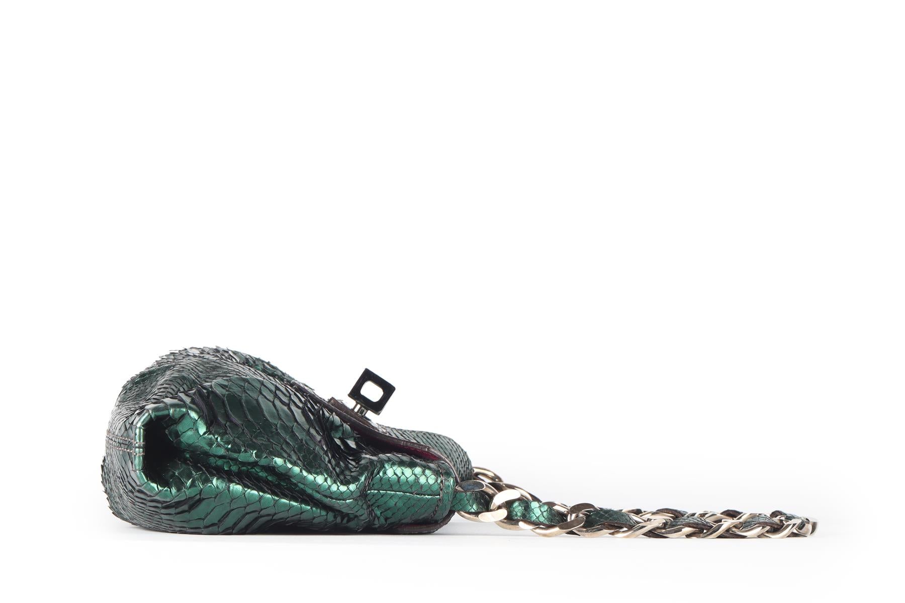 ZAGLIANI GREEN PYTHON SHOULDER BAG