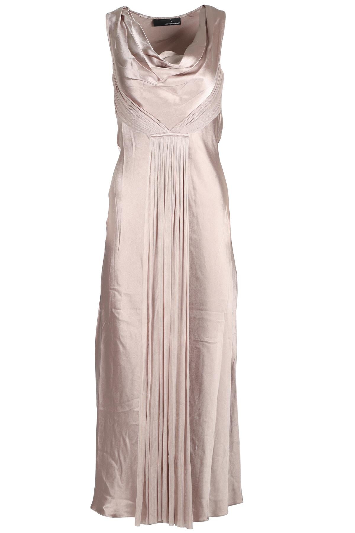 AMANDA WAKELEY GREY SILK MAXI DRESS AND SCARF UK 8