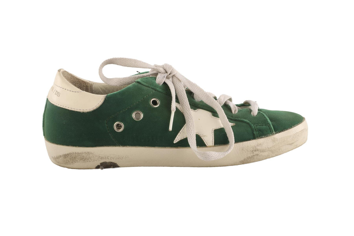 GOLDEN GOOSE DELUXE BRAND GREEN SUPERSTAR VELVET SNEAKERS EU 37 UK 4 US 7