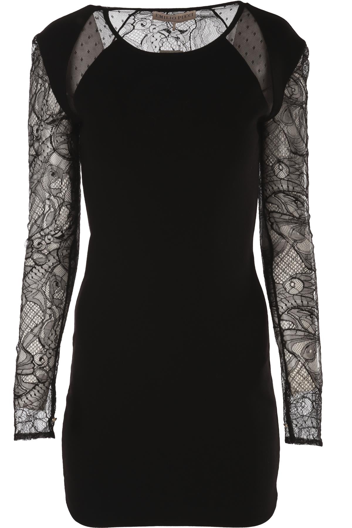 EMILIO PUCCI BLACK WOOL MINI DRESS MEDIUM