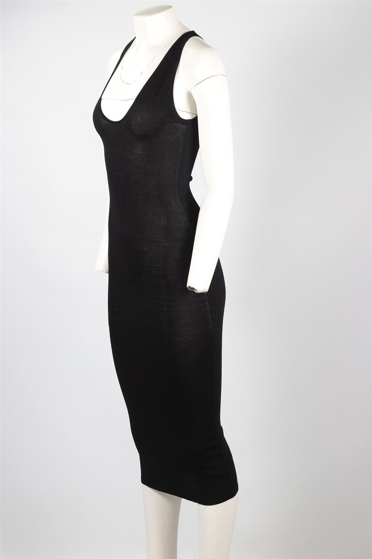 DION LEE BLACK KNIT MIDI DRESS AU 6 UK 6