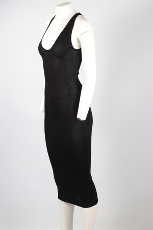 DION LEE BLACK KNIT MIDI DRESS AU 6 UK 6