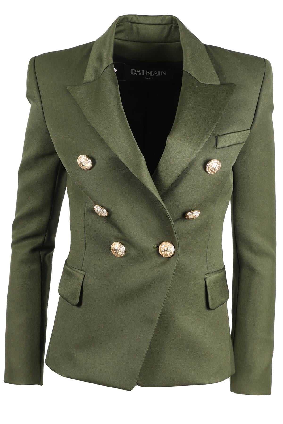 BALMAIN GREEN DOUBLE BREASTED WOOL BLAZER FR 36 UK 8