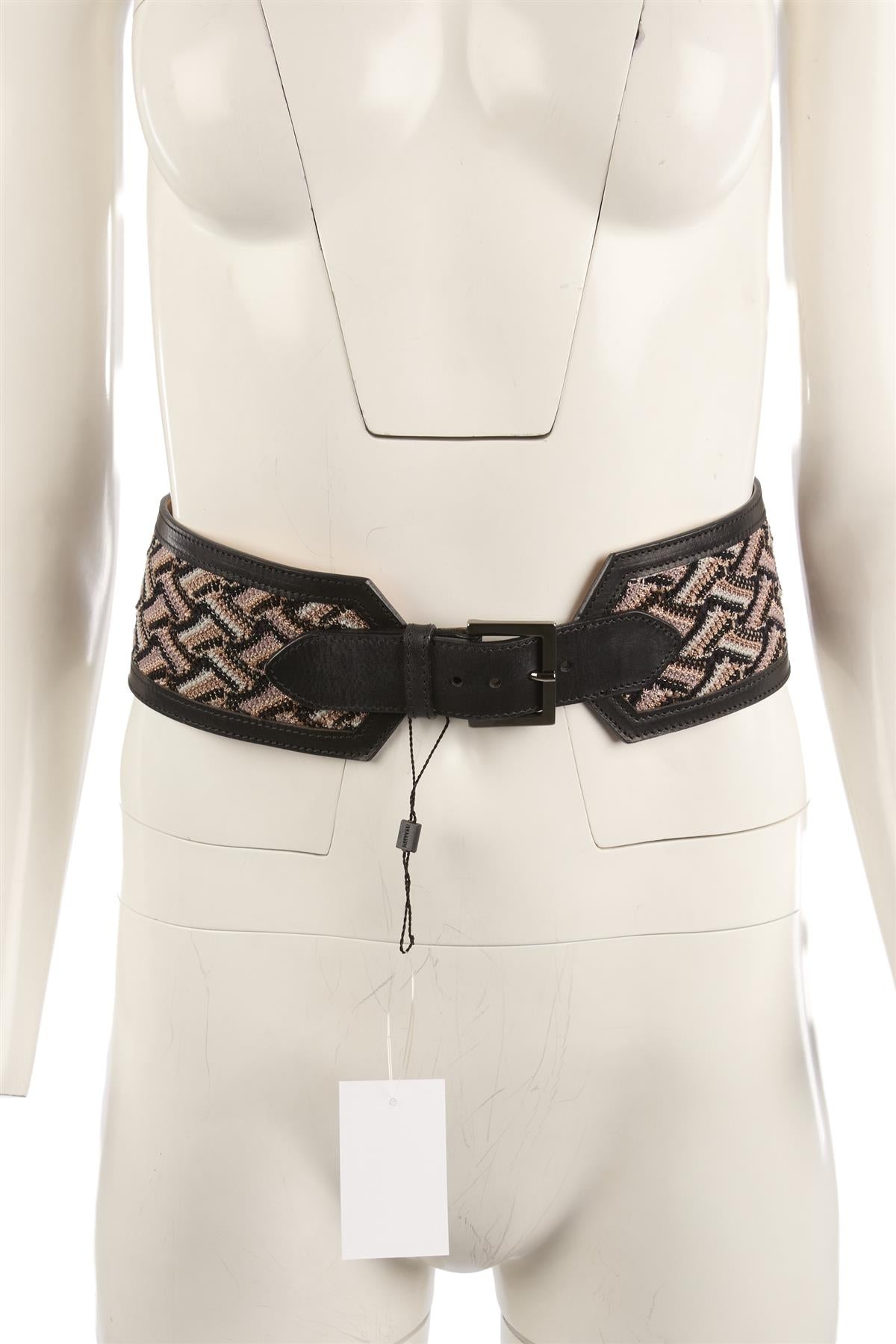 MISSONI BLACK LEATHER WAIST BELT 80CM