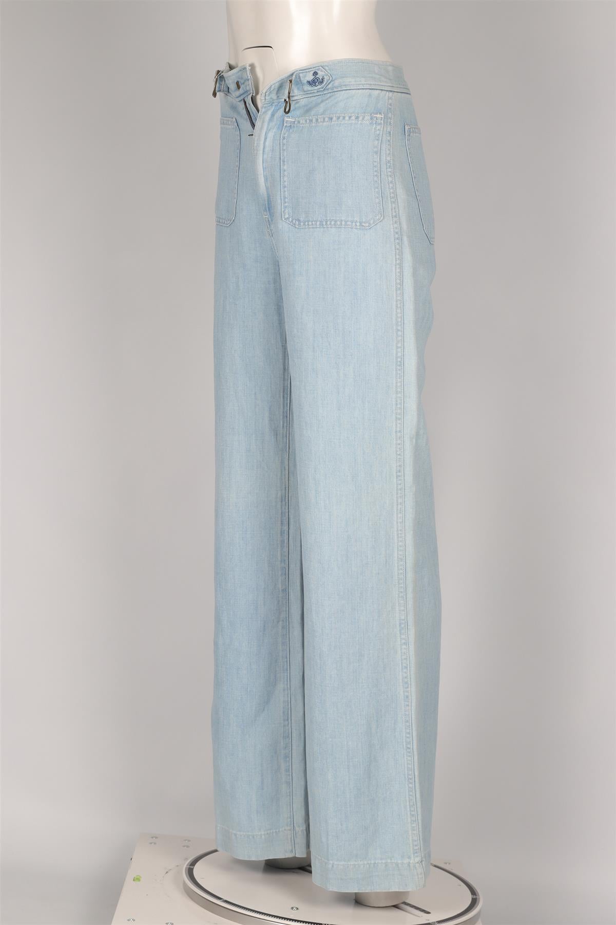 POLO RALPH LAUREN BLUE HIGH RISE WIDE LEG JEANS W26 UK 8