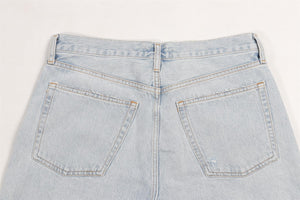 FRAME BLUE HIGH RISE DENIM SHORTS W29 UK 10-12