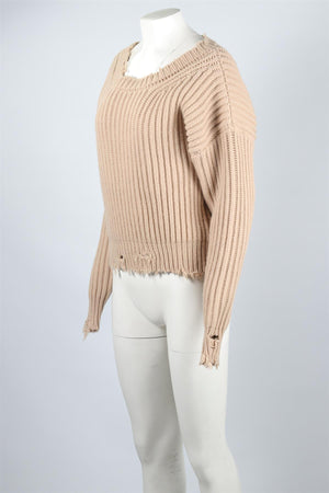 UNRAVEL BY BEN TAVERNITI TAN WOOL SWEATER XXSMALL