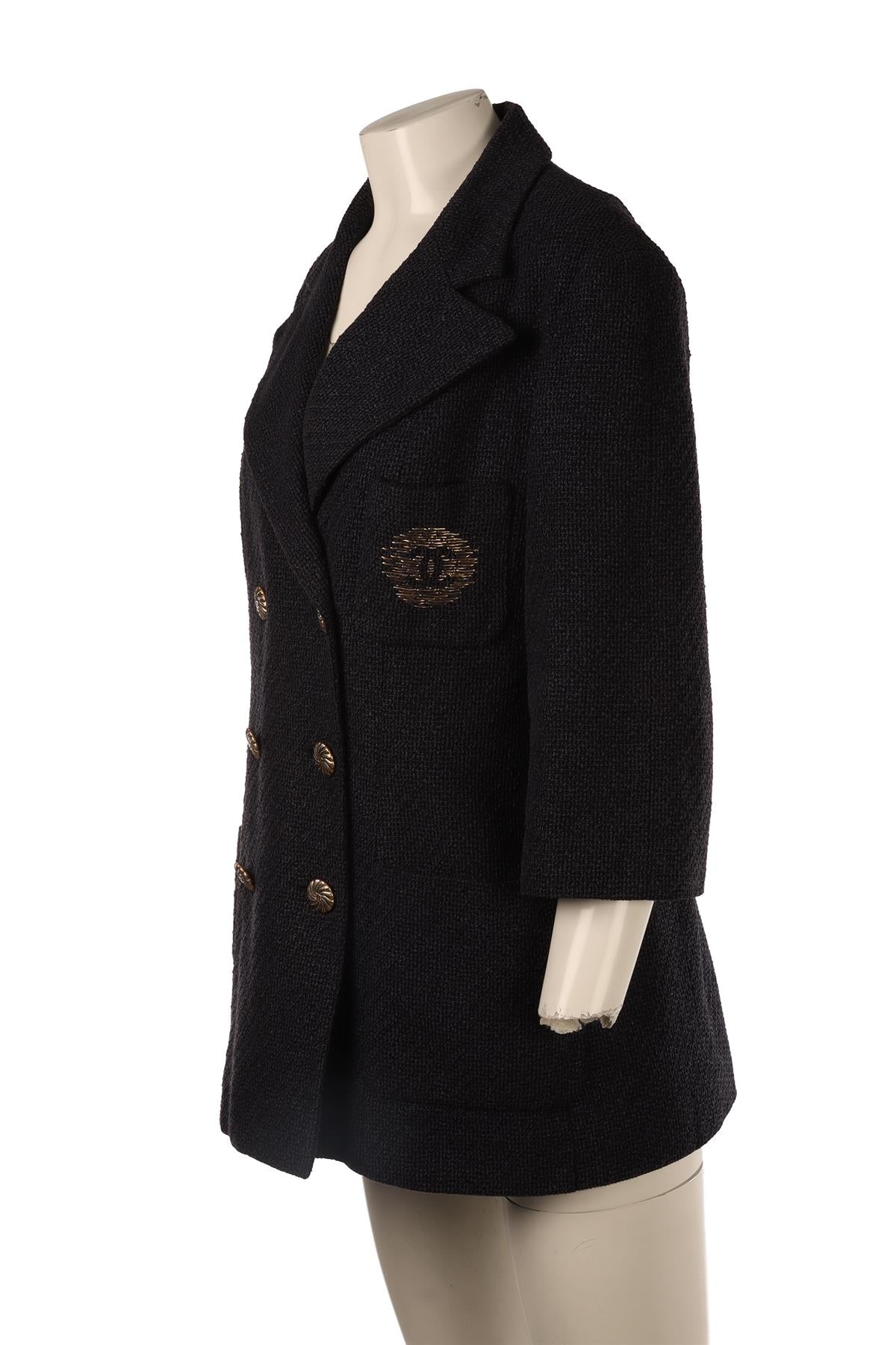 CHANEL NAVY 2012 COTTON BLAZER FR 44 UK 16