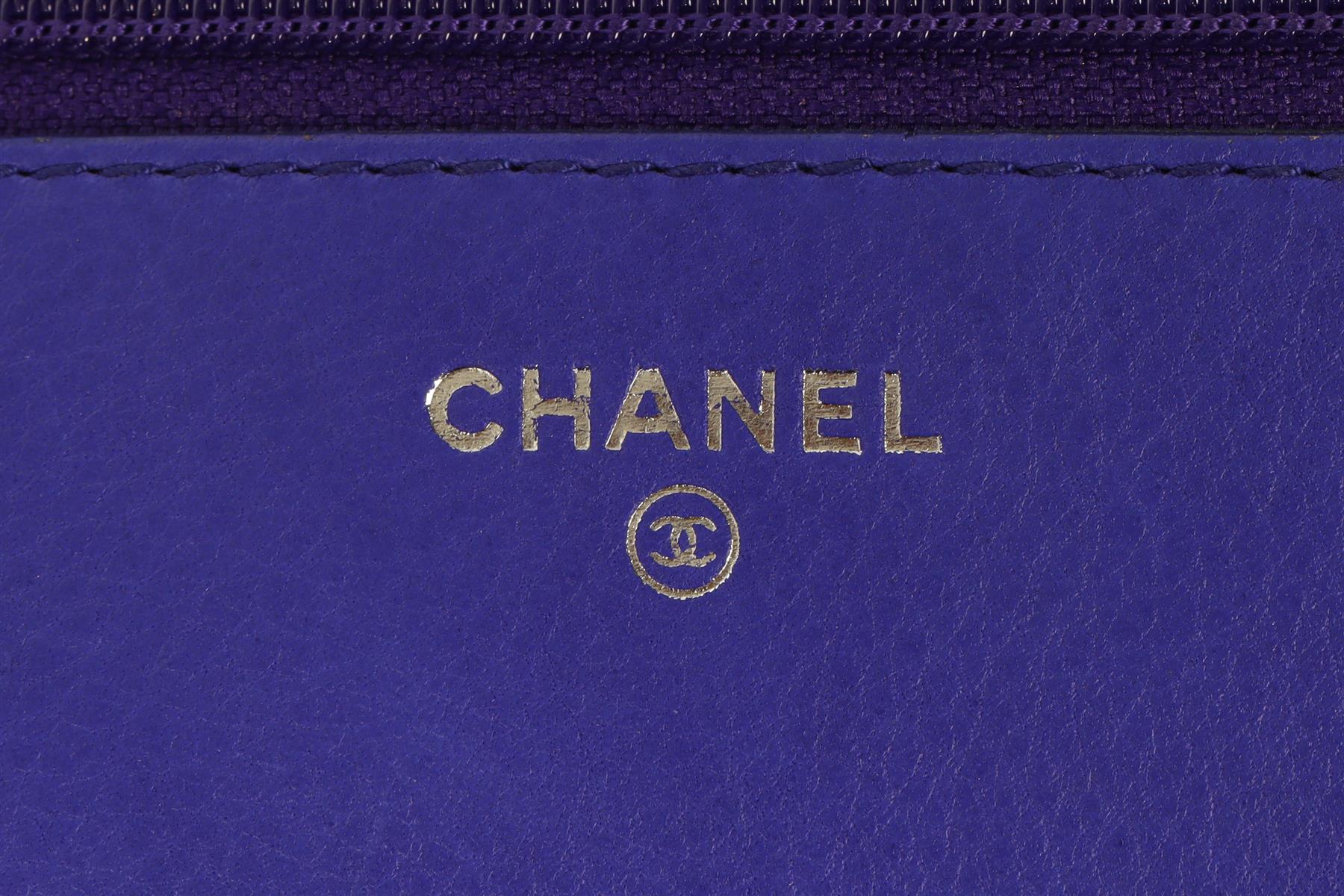 CHANEL BLUE 2014 CHAIN ON WALLET QUILTED LEATHER SHOULDER BAG