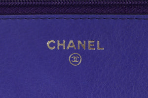 CHANEL BLUE 2014 CHAIN ON WALLET QUILTED LEATHER SHOULDER BAG