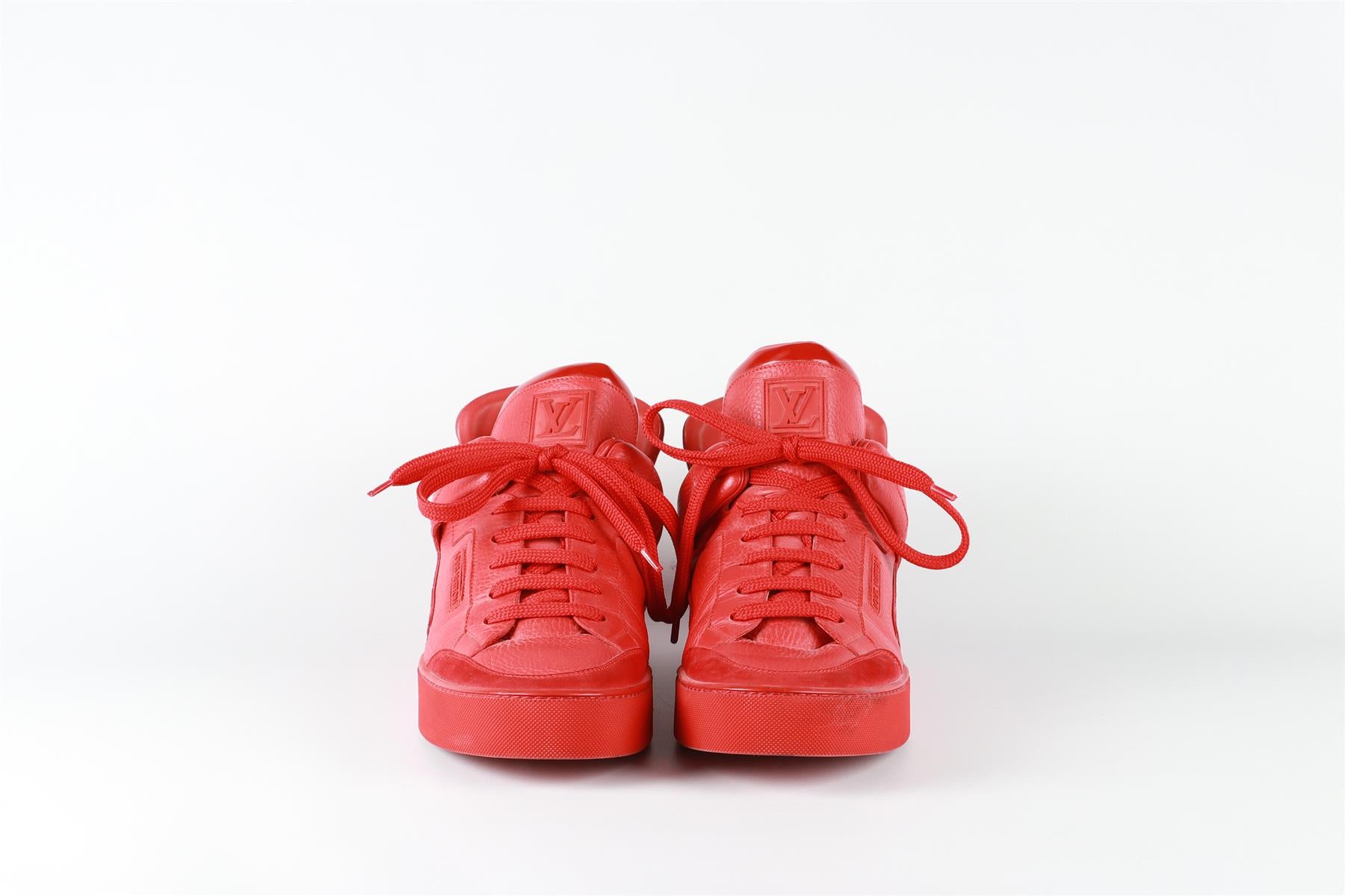 LOUIS VUITTON + KANYE WEST RED MEN'S DON LEATHER AND SUEDE SNEAKERS EU 43 UK 8.5 US 9.5