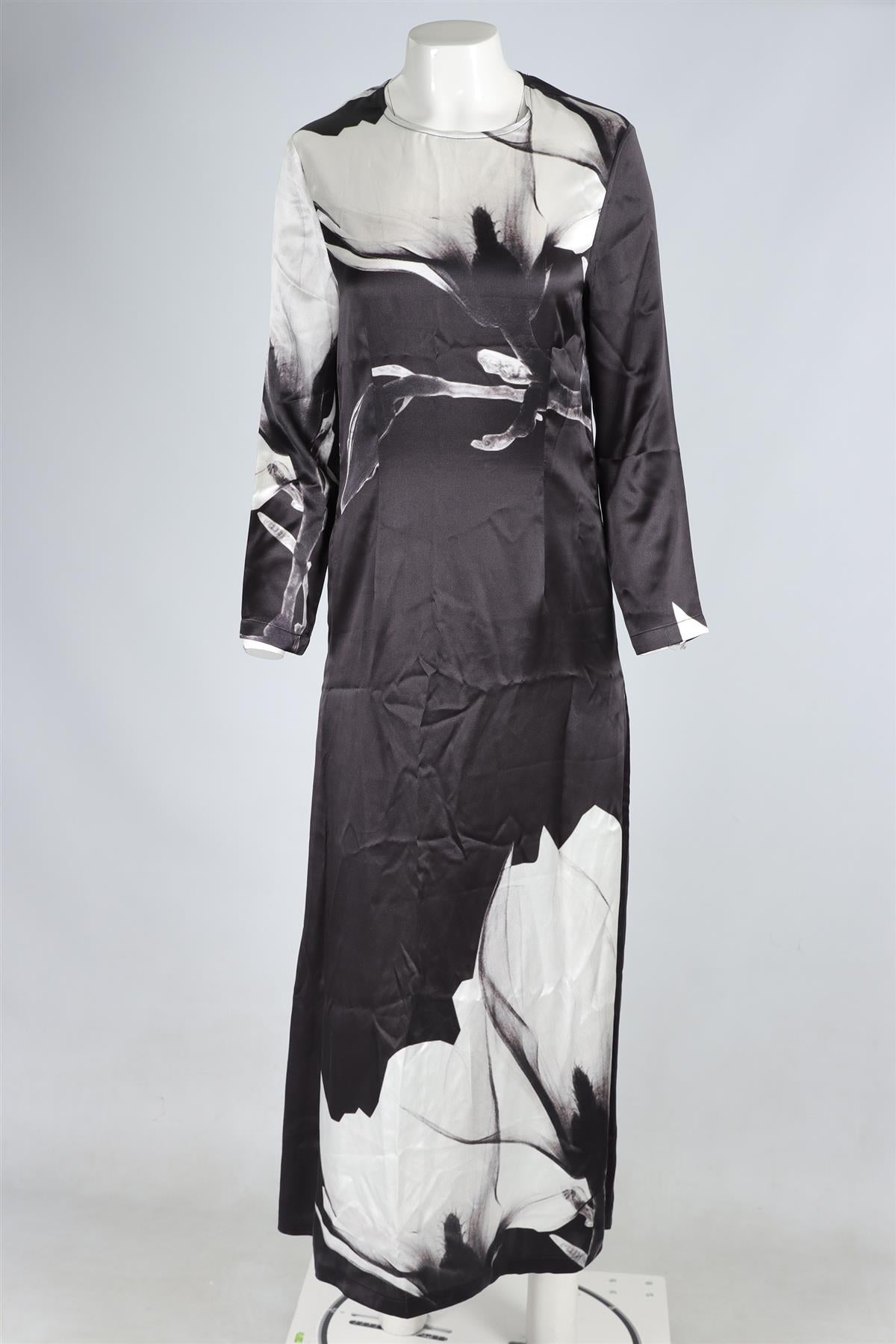 ASCENO BLACK SILK MAXI DRESS XSMALL