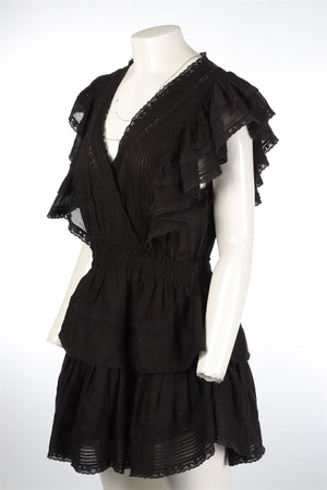 LOVESHACKFANCY BLACK COTTON MINI DRESS LARGE