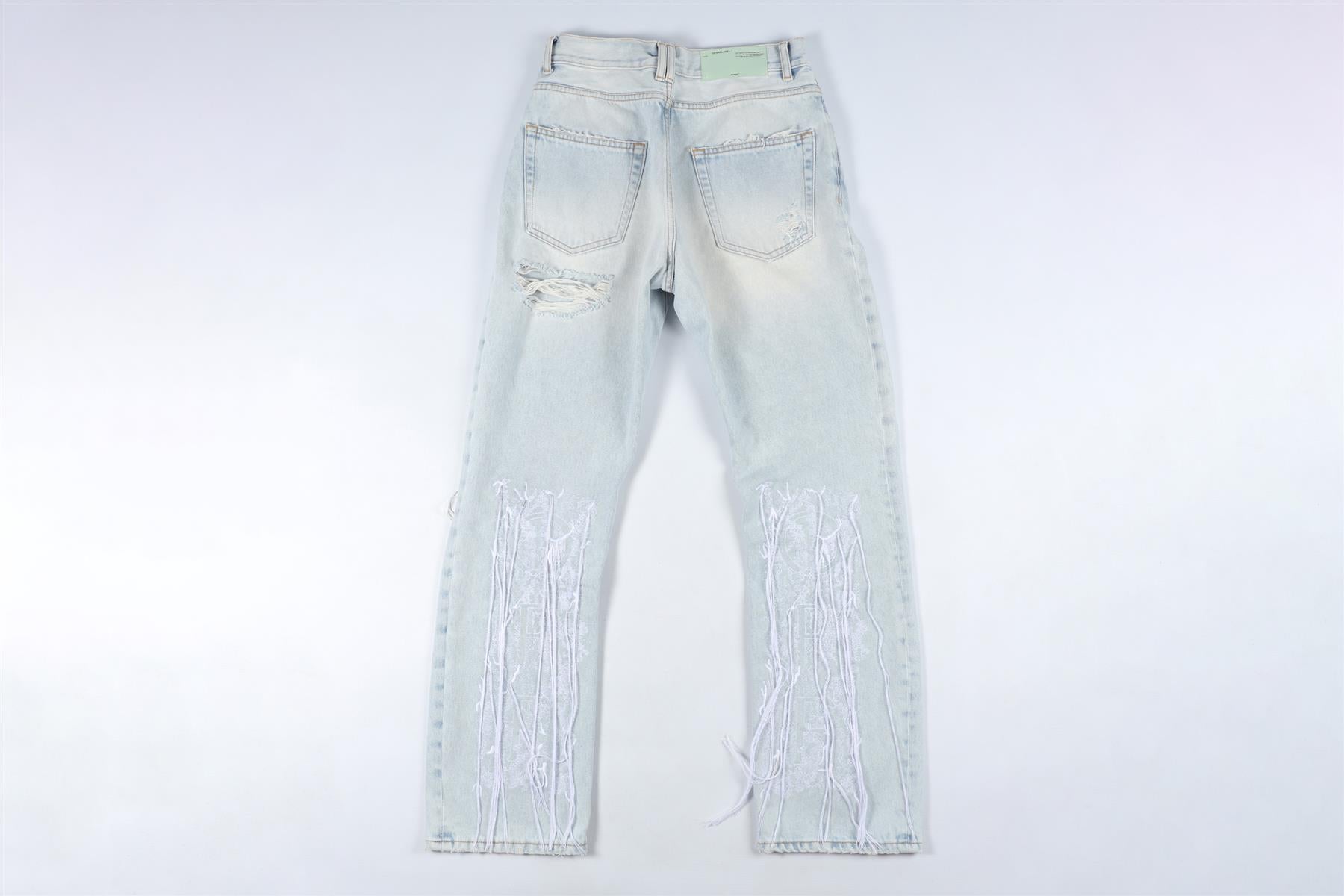 OFF-WHITE BLUE HIGH RISE STRAIGHT LEG JEANS W25 UK 6-8
